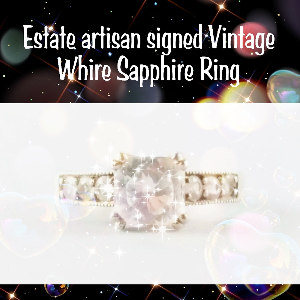 Vtg Genuine White Sapphire engagement ring